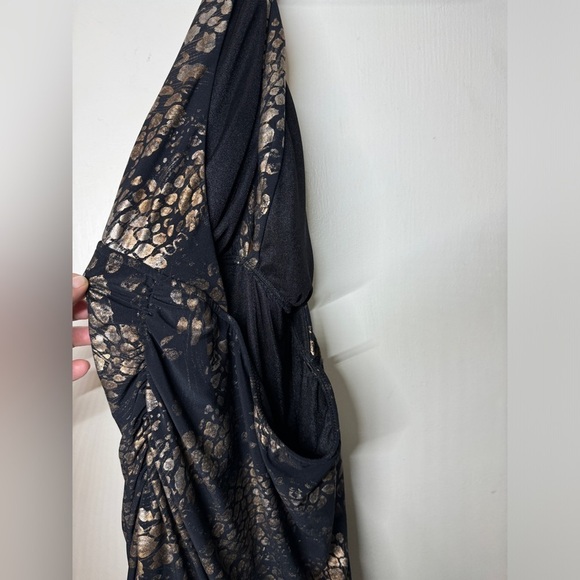 Magicsuit Black Gold Metallic Halter Bikini Tie Neck Swim Top Size 10 - Picture 7 of 13